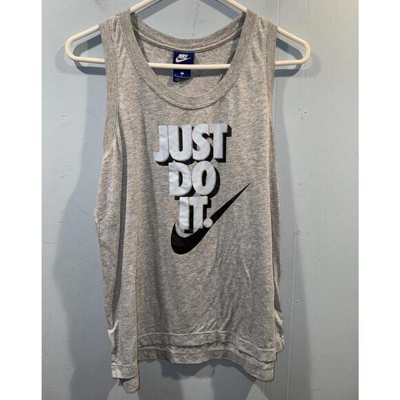 Womens Nike Tank Top Size Small Gray Just Do It Print - Picture 1 of 3